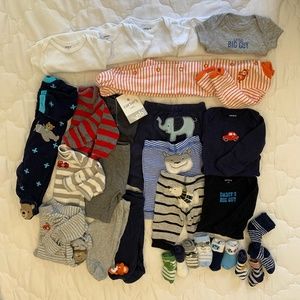 Bundle of 29 Carters Newborn Clothes